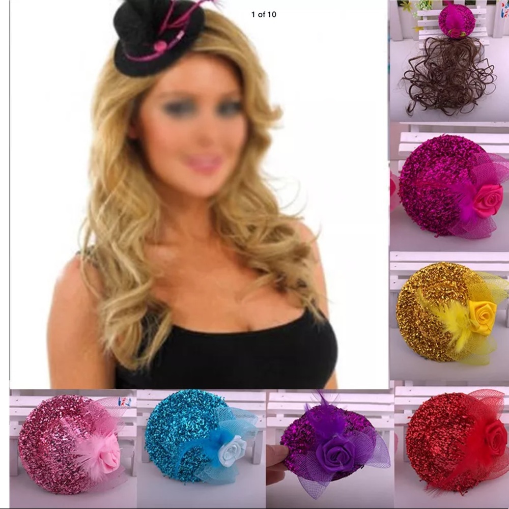 New 2Pc Set Feather Mini Hat Net Rose🌹clip